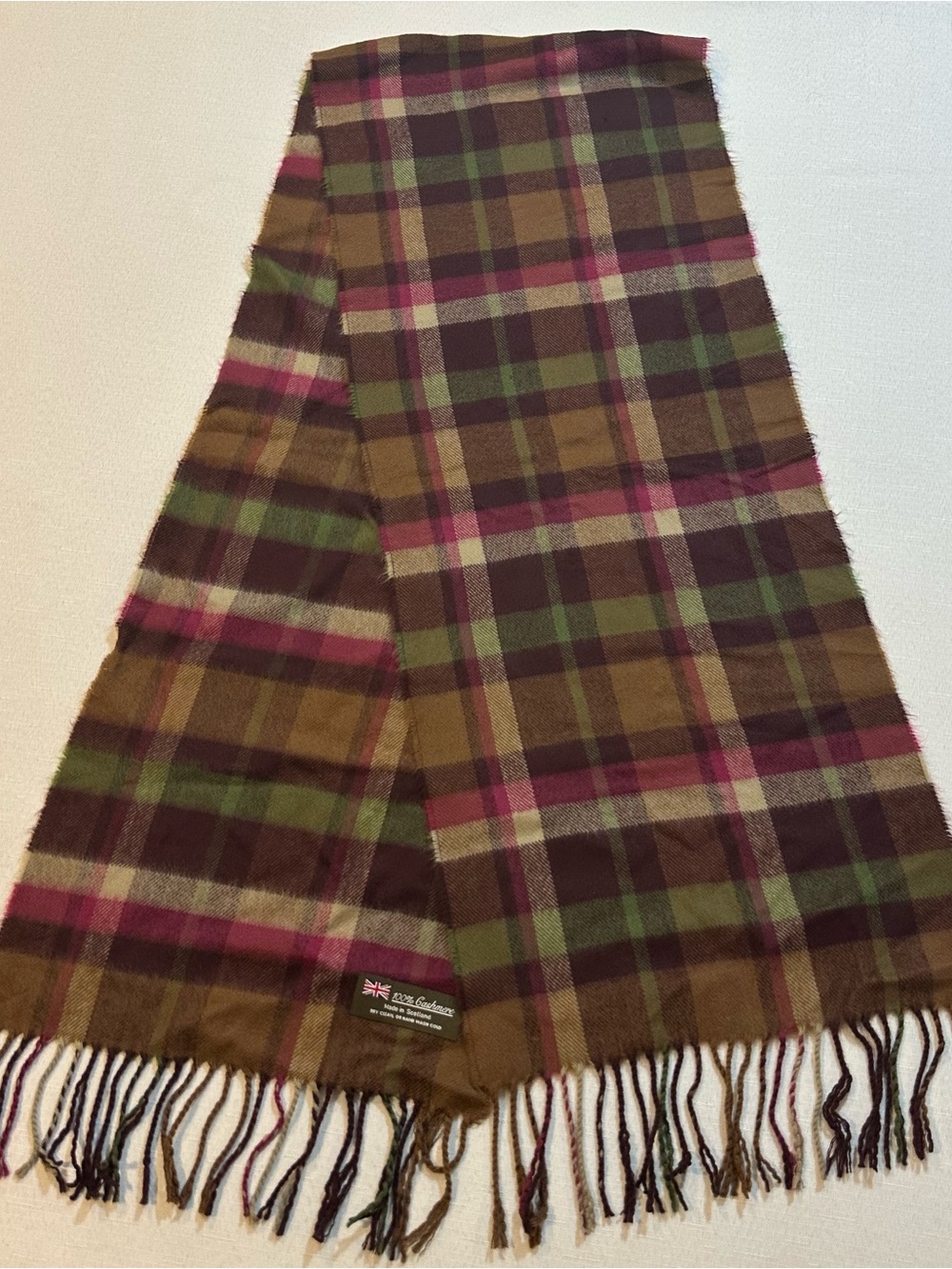 100% Cashmere Made in Scotland Plaid Tartan Scarf